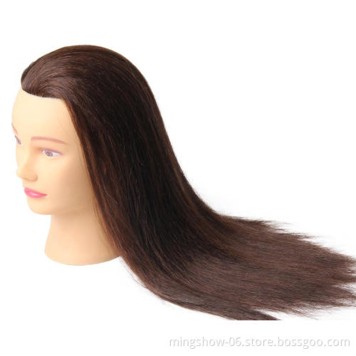 100% Real Natural Hair Training Mannequin Head Professional Hairstyle Practice Wig Head Women Brown